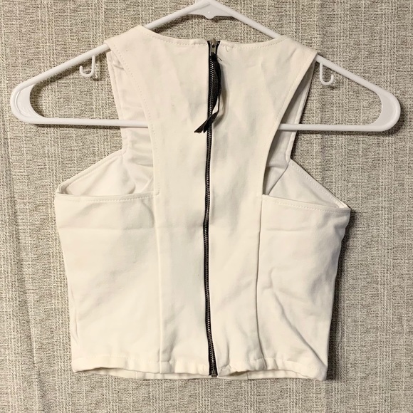 TOPSHOP Ivory Cropped Tank Top w/ Back Zipper - Picture 4 of 5